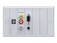 VISION TechConnect 2 Lite Module Package - Kit plaque modulaire avec connecteurs enclenchables - HD-15, RCA X 3, fiche mini-phone Stéréo 3,5 mm, USB Type B - blanc, RAL 9010 TC2-LT