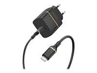 OtterBox Premium - Adaptateur secteur - 18 Watt - 3 A - PD 3.0 (24 pin USB-C) - sur le câble : Lightning - noir scintillant - Europe 78-52727