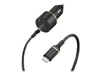 OtterBox Standard Fast Charge Car Charging Kit - Adaptateur d'alimentation pour voiture - 18 Watt - 3 A - PD 3.0 (24 pin USB-C) - sur le câble : USB-C - noir scintillant 78-52543