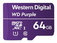 WD Purple WDD064G1P0A - Carte mémoire flash - 64 Go - UHS-I U1 / Class10 - micro SDXC - violet WDD064G1P0A