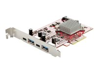 StarTech.com Carte PCIe USB 4 Ports - Carte d'Extension PCI Express USB 10Gbps avec 2 Controlleurs - 2x USB-C & 2x USB-A (USB 3.2/3.1 Gen 2) - Carte PCI-e USB/USB-C - Full Profile (PEXUSB312A2C2V) - Adaptateur USB - PCIe 3.0 x4 - USB-C 3.2 Gen 2 x 2 + USB-C 3.2 Gen 2 x 2 - rouge PEXUSB312A2C2V