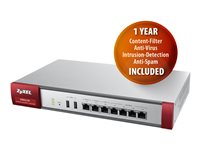 Zyxel USG110 - UTM Bundle - dispositif de sécurité - avec 1 an de AV+IDP, AS, CF - 5 utilisateurs VPN SSL - GigE - rack-montable USG110-EU0102F