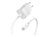 OtterBox Premium - Adaptateur secteur - 18 Watt - 3 A - PD 3.0 (24 pin USB-C) - sur le câble : Lightning - poussière de nuage blanche - Europe 78-52728