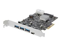 StarTech.com Carte contrôleur PCIe à 4 ports USB 3.1 (10 Gb/s) avec 2 voies dédiées - 3x USB-A et 1x USB-C - Adaptateur USB - PCIe 3.0 x4 - USB 3.1 Gen 2 x 3 + USB-C 3.1 Gen 2 x 1 - pour P/N: HB31C2A1CGS, HB31C3A1CS, HB31C4AS, USB3C2ESAT3 PEXUS313AC2V