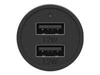 OtterBox Premium - Adaptateur d'alimentation pour voiture - 12 Watt - 2.4 A - 2 connecteurs de sortie (2 x USB) - noir 78-52700