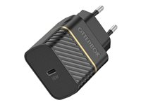 OtterBox Premium - Adaptateur secteur - 18 Watt - 3 A - PD 3.0 (24 pin USB-C) - noir scintillant - Europe 78-52721