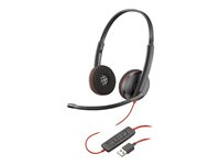 Poly Blackwire 3220 - 3200 Series - micro-casque - sur-oreille - filaire - Suppresseur de bruit actif - USB - noir - Certifié Skype, Certifié Avaya, certifié Cisco Jabber 80S02AA